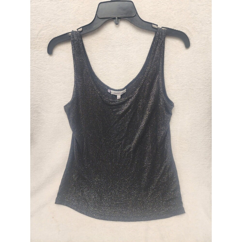 Jennifer Lopez Black Silver Glitter Tank Top Women L